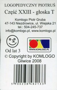 Karty Logopedyczny Piotruś - T