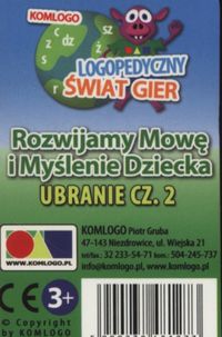 Karty Rozwijamy mowę i myślenie dziecka. Ubranie. Cz.2.