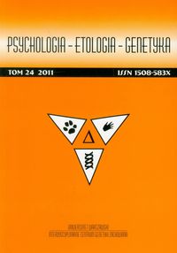Psychologia - Etologia - Genetyka. Tom 24/2011