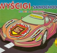 Wyścigi samochodów. Koloruj i naklejaj