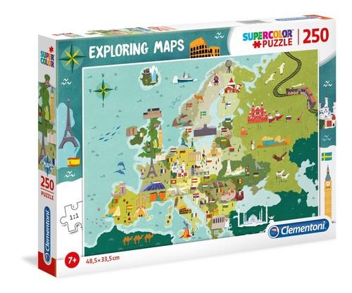 Mapa Europy + Cuda świata. Puzzle 250 elementów (7+)
