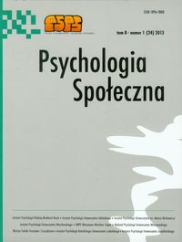 Psychologia społeczna Tom 8 nr 1 (24) 2013