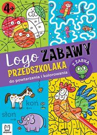 Logo zabawy przedszkolaka do powtarzania i kolorowania z żabką